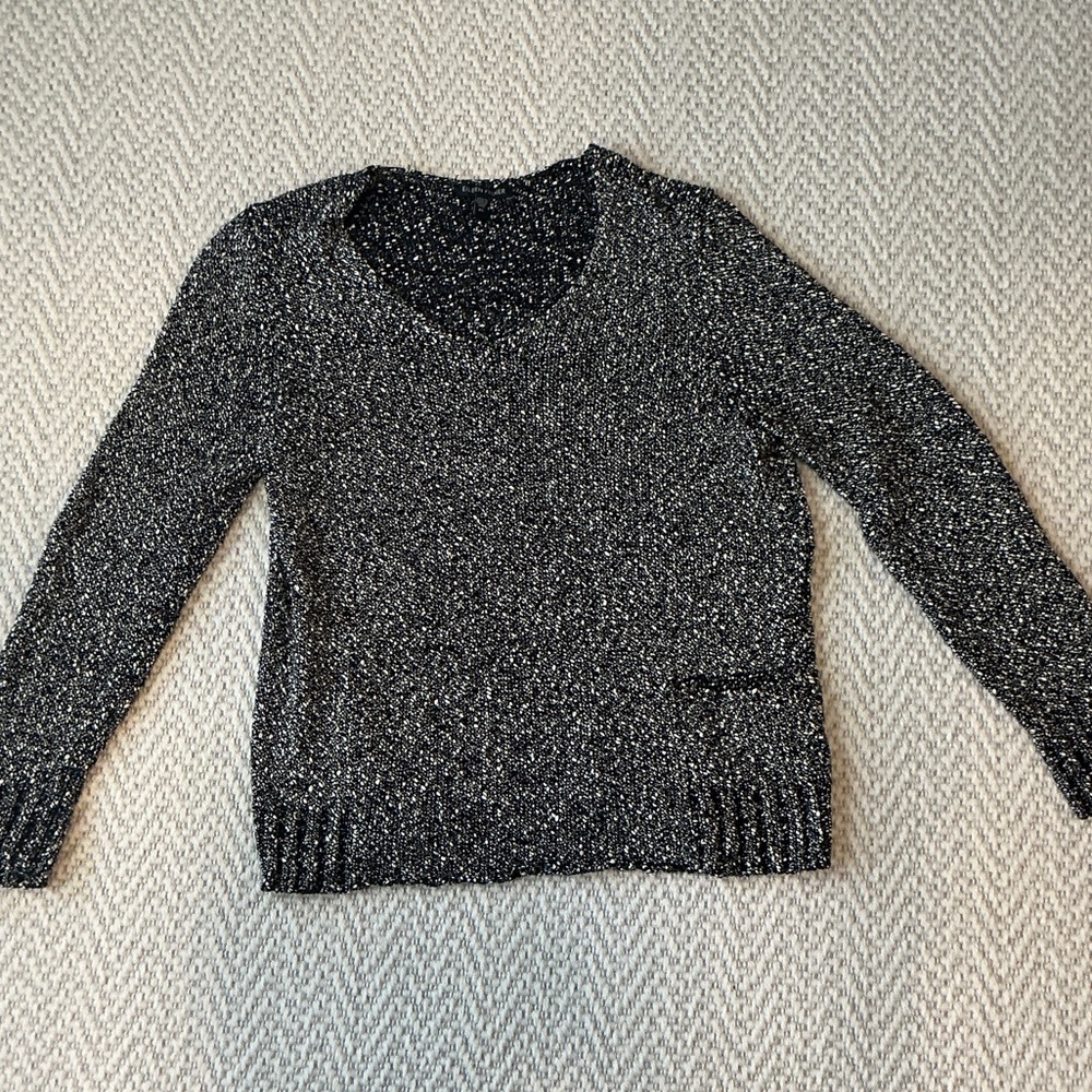 Eileen Fisher Black and White V-Neck Sweater